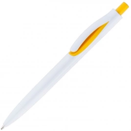 Ручка пластиковая шариковая Solke Focus, белая с жёлтым