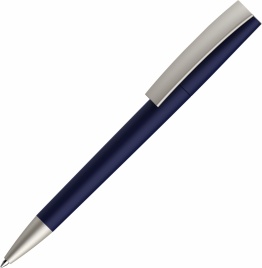Ручка пластиковая шариковая Vivapens ZETA COLOR, тёмно-синяя с серебристым