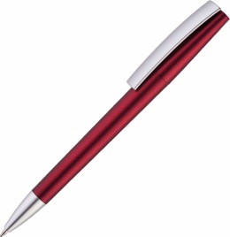 Ручка пластиковая шариковая Vivapens ZETA METALLIC, красная с серебристым