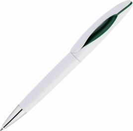 Ручка пластиковая шариковая Vivapens OKO, белая с зелёным