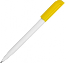 Ручка пластиковая шариковая Carolina Solid Color, белая с жёлтым