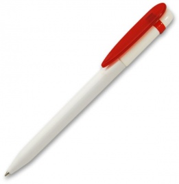 Ручка пластиковая шариковая Grant Arrow Classic Transparent , белая с красным
