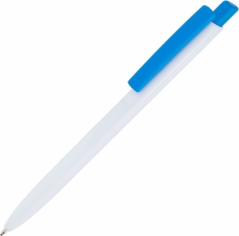 Ручка пластиковая шариковая Vivapens POLO, белая с голубым