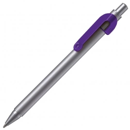 Ручка металлическая шариковая B1 Snake, серебристая с фиолетовым
