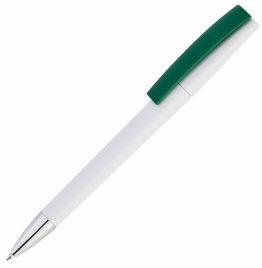 Ручка пластиковая шариковая Vivapens ZETA, белая с зелёным