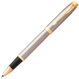 Ручка роллер Parker IM Core T321 (1931663) Brushed Metal GT F; черные чернила; подар.кор.