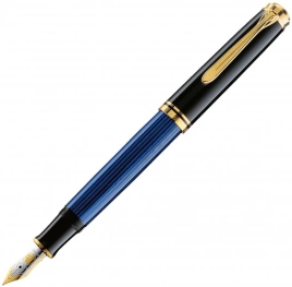 Ручка перьевая Pelikan Souveraen M 600 (PL995324) Black Blue GT M перо золото 14K покрытое родием подар.кор.