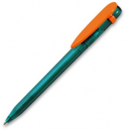 Ручка пластиковая шариковая Grant Arrow Classic Color Transparent , бирюзовая с оранжевым