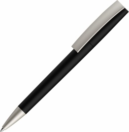 Ручка пластиковая шариковая Vivapens ZETA COLOR, чёрная с серебристым