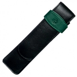 Футляр Pelikan TG22 (PL923722) для 2х ручек черный/зеленый натур.кожа