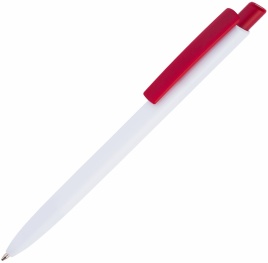 Ручка пластиковая шариковая Vivapens POLO, белая с красным
