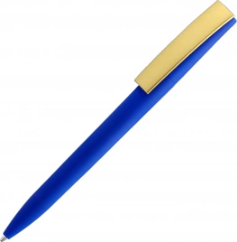 Ручка пластиковая шариковая Solke Zeta Soft Blue Mix, синяя с золотистым