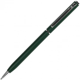 Ручка металлическая шариковая B1 Slim Silver, зелёная с серебристым