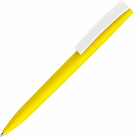 Ручка пластиковая шариковая Vivapens ZETA SOFT, жёлтая с белым
