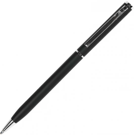 Ручка металлическая шариковая B1 Slim Silver, чёрная с серебристым