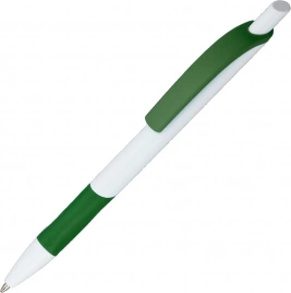 Ручка пластиковая шариковая Vivapens Kleo, с резинкой, белая с зелёным