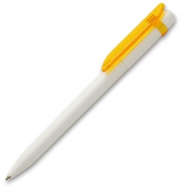 Ручка пластиковая шариковая Grant Arrow Classic Transparent , белая с жёлтым