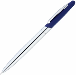Ручка металлическая шариковая Vivapens Aris Soft, серебристая с синим