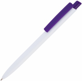 Ручка пластиковая шариковая Vivapens POLO, белая с фиолетовым