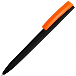 Ручка пластиковая шариковая Vivapens ZETA SOFT MIX, чёрная с оранжевым