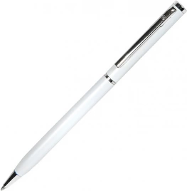 Ручка металлическая шариковая B1 Slim Silver, белая с серебристым