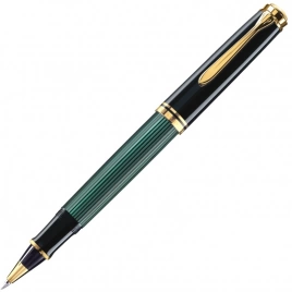 Ручка роллер Pelikan Souveraen R 400 (PL997494) Black Green GT M черные чернила подар.кор.