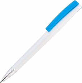 Ручка пластиковая шариковая Vivapens ZETA, белая с голубым