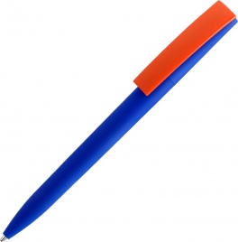 Ручка пластиковая шариковая Solke Zeta Soft Blue Mix, синяя с оранжевым