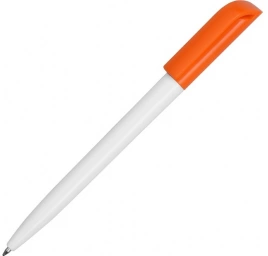 Ручка пластиковая шариковая Carolina Solid Color, белая с оранжевым