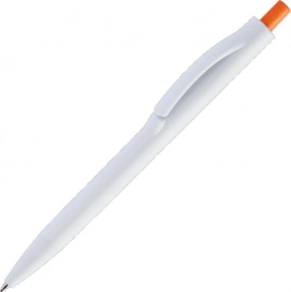 Ручка пластиковая шариковая Vivapens IGLA COLOR, белая c оранжевым