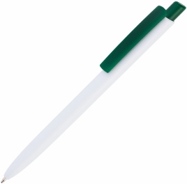 Ручка пластиковая шариковая Vivapens POLO, белая с зелёным