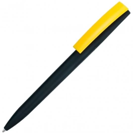 Ручка пластиковая шариковая Solke ZETA SOFT MIX, чёрная с жёлтым