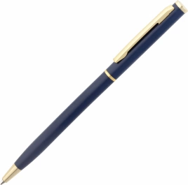 Ручка металлическая шариковая Vivapens Hilton, тёмно-синяя с золотистым