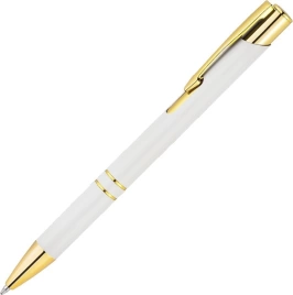 Ручка металлическая шариковая Vivapens KOSKO SOFT GOLD, белый с золотистым