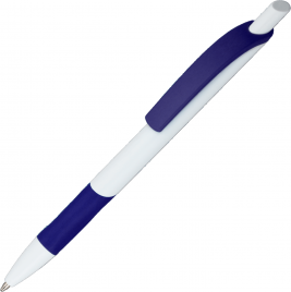 Ручка пластиковая шариковая Vivapens Kleo, с резинкой, белая с тёмно-синим