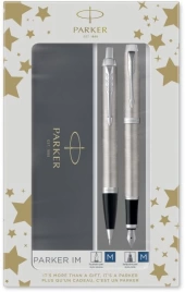 Набор ручек Parker IM Core FK221 (2183058) Stainless Steel CT M сталь нержавеющая: ручка перьевая, ручка шариковая; подар.кор. 