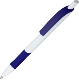 Ручка пластиковая шариковая Vivapens Kleo, с резинкой, белая с синим