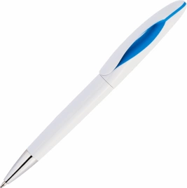 Ручка пластиковая шариковая Vivapens OKO, белая с голубым