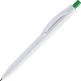 Ручка пластиковая шариковая Vivapens IGLA COLOR, белая c зелёным
