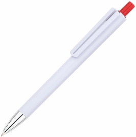Ручка пластиковая шариковая Vivapens VIKO, белая с красным