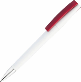 Ручка пластиковая шариковая Vivapens ZETA , белая с тёмно-красным