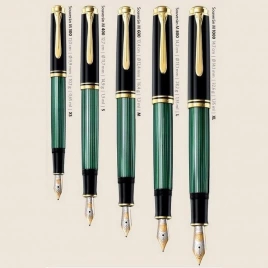 Ручка перьевая Pelikan Souveraen M 800 (PL995712)  Black Green GT M перо золото 18K с родиевым покрытием подар.кор.