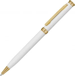 Ручка металлическая шариковая Vivapens METEOR SOFT MIRROR GOLD, белая с золотистым
