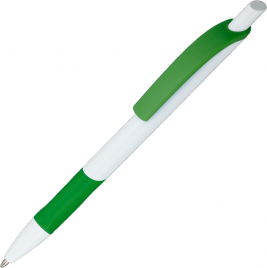Ручка пластиковая шариковая Vivapens Kleo, с резинкой, белая с салатовым