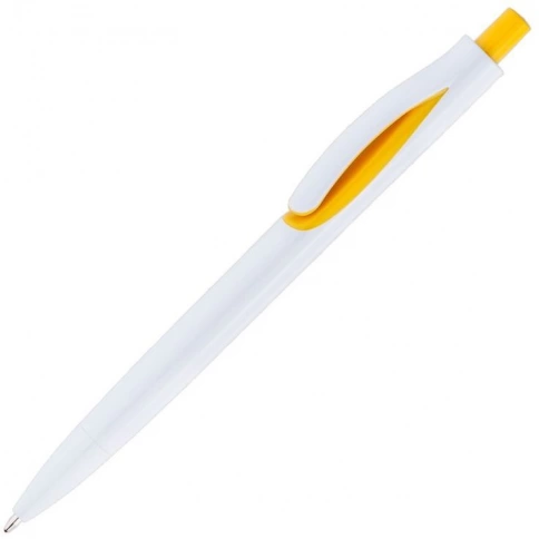Ручка пластиковая шариковая Solke Focus, белая с жёлтым фото 1
