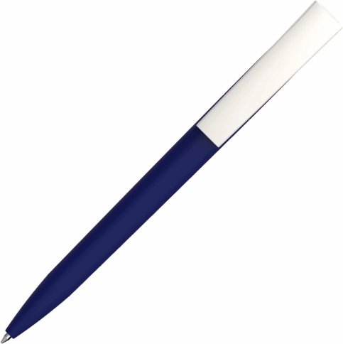 Ручка пластиковая шариковая Vivapens ZETA SOFT, тёмно-синяя с белым фото 3