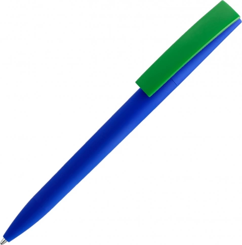 Ручка пластиковая шариковая Solke Zeta Soft Blue Mix, синяя с зелёным фото 1