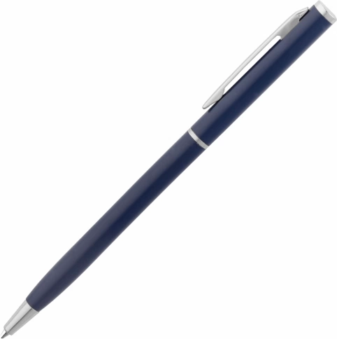 Ручка металлическая шариковая Vivapens Hilton, тёмно-синяя с серебристым фото 2