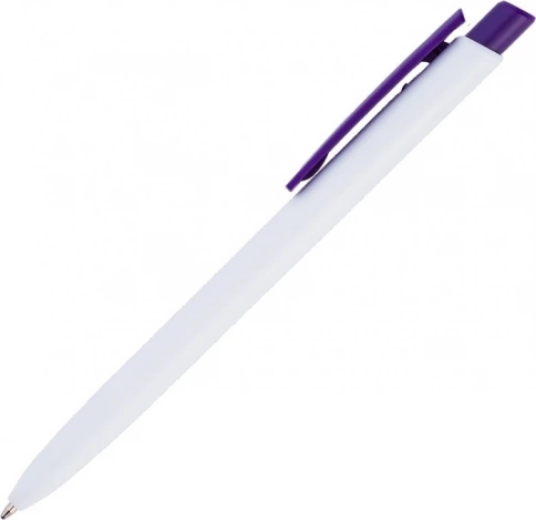 Ручка пластиковая шариковая Vivapens POLO, белая с фиолетовым фото 2