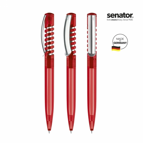 Шариковая ручка Senator New Spring Clear clip metal, красная фото 2